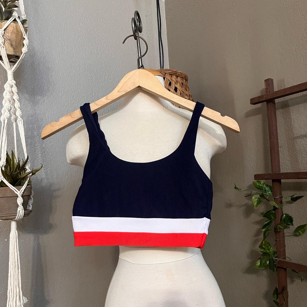 ▪️Beach Riot Mackenzie Bikini Top in Liberty Colorblock Red White Blue XS - Picture 7 of 11